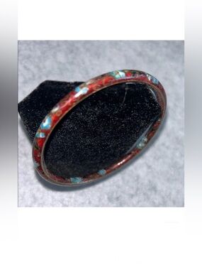 Cloisonne Floral Multi Color Bangle Bracelet